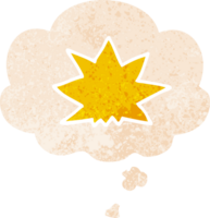 cartoon explosion with thought bubble in grunge distressed retro textured style png