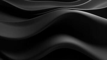 AI generated Black textures wallpaper. Abstract 4k background silk, smooth, waves pattern. Modern clean minimal backdrop design. Black and white high definition. photo