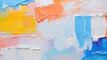 AI generated Fragment of multicolored texture painting. Abstract art background. oil on canvas. Rough brushstrokes of paint. Closeup of a painting by oil and palette knife photo