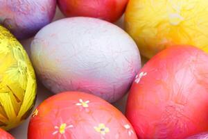 Easter Delight Reveling in the Beauty of Beautiful Easter Eggs, where Vibrant Hues Dance on Smooth Shells, Creating a Whimsical Kaleidoscope of Joy, Sprinkling Festive Cheer and Colorful Elegance photo