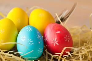 Pascua de Resurrección deleite jolgorio en el belleza de hermosa Pascua de Resurrección huevos, dónde vibrante matices danza en suave conchas, creando un caprichoso caleidoscopio de alegría, aspersión festivo animar y vistoso elegancia foto