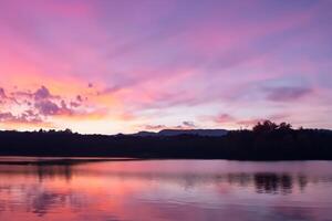 Serene Waters A Blissful Reflection of a Beautiful Pastel Lake and Sky, Where Tranquility Meets Nature's Palette, Creating a Harmonious Oasis of Soft Hues and Ethereal Beauty photo