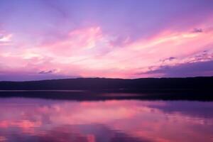 Serene Waters A Blissful Reflection of a Beautiful Pastel Lake and Sky, Where Tranquility Meets Nature's Palette, Creating a Harmonious Oasis of Soft Hues and Ethereal Beauty photo