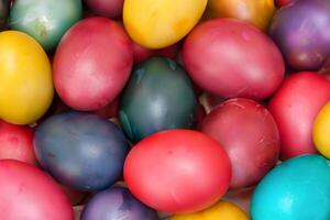 Easter Delight Reveling in the Beauty of Beautiful Easter Eggs, where Vibrant Hues Dance on Smooth Shells, Creating a Whimsical Kaleidoscope of Joy, Sprinkling Festive Cheer and Colorful Elegance photo