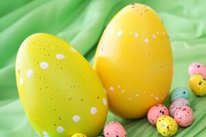 Easter Delight Reveling in the Beauty of Beautiful Easter Eggs, where Vibrant Hues Dance on Smooth Shells, Creating a Whimsical Kaleidoscope of Joy, Sprinkling Festive Cheer and Colorful Elegance photo