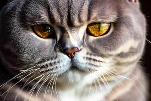 Exploring the Allure of a Beautiful Scottish Fold Cat, where Whiskered Elegance and Playful Charm Unite in a Mesmerizing Portrait of Cuddly Delight photo