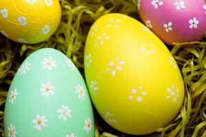 Pascua de Resurrección deleite jolgorio en el belleza de hermosa Pascua de Resurrección huevos, dónde vibrante matices danza en suave conchas, creando un caprichoso caleidoscopio de alegría, aspersión festivo animar y vistoso elegancia foto