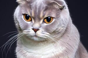 Embracing the Beauty of a Beautiful Cute Whiskered Charm Scottish Fold, Where Playful Elegance and Endearing Whiskers Combine in a Captivating Portrait of Feline Delight, Bringing Joy to Every Heart photo
