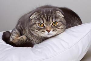 Embracing the Beauty of a Beautiful Cute Whiskered Charm Scottish Fold, Where Playful Elegance and Endearing Whiskers Combine in a Captivating Portrait of Feline Delight, Bringing Joy to Every Heart photo