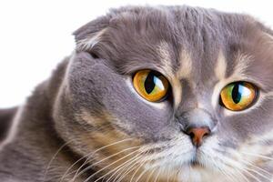 Exploring the Allure of a Beautiful Scottish Fold Cat, where Whiskered Elegance and Playful Charm Unite in a Mesmerizing Portrait of Cuddly Delight photo