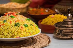 Embark on a Culinary Journey with the Exquisite Aroma and Flavorful Bliss of Kebuli Rice, a Fragrant Middle Eastern Dish Infused with Spices and Savory Perfection, Offering Gastronomic Joy. photo