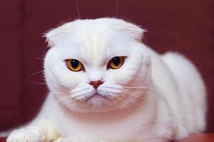 Exploring the Allure of a Beautiful Scottish Fold Cat, where Whiskered Elegance and Playful Charm Unite in a Mesmerizing Portrait of Cuddly Delight photo