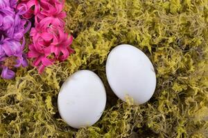 Easter Delight Reveling in the Beauty of Beautiful Easter Eggs, where Vibrant Hues Dance on Smooth Shells, Creating a Whimsical Kaleidoscope of Joy, Sprinkling Festive Cheer and Colorful Elegance photo