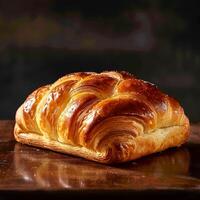 AI generated Gourmet pastry Dark background showcases delicious brioche, perfect for text For Social Media Post Size photo