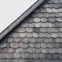 AI generated Exterior details Ironwood house roof against dark gray textured background For Social Media Post Size photo