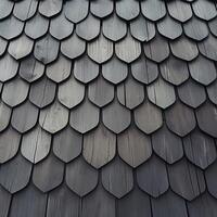 AI generated Dark gray background texture Exterior details of ironwood house roof For Social Media Post Size photo