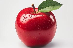 ai generado manzana sencillez rojo manzana exhibido en contra un limpiar blanco antecedentes foto