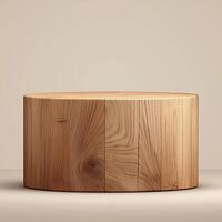 AI generated Product spotlight Wooden podium for effective and stylish product display For Social Media Post Size photo