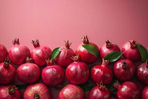 AI generated Surreal minimalism Background adorned with surreal elements featuring pomegranates photo