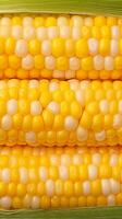 AI generated Boiled corn close up Rows of fresh golden yellow corn kernels Vertical Mobile Wallpaper photo