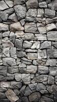 AI generated Decorative real stone wall surface with uneven cracks, ideal background Vertical Mobile Wallpaper photo