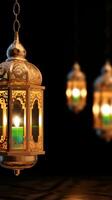 AI generated Festive Ramadan Arabic lantern decoration, Eid Mubarak festival on white Vertical Mobile Wallpaper photo