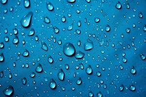 AI generated Image Blue background adorned with water drops on textured fabric surface photo