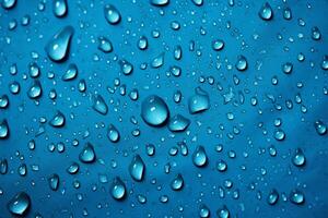 AI generated Image Blue background adorned with water drops on textured fabric surface photo