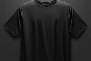 AI generated Apparel showcase Black tee mockup, highlighting front and back features photo