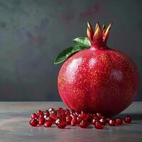 AI generated Gradient elegance Ripe pomegranate mockup with ample copy space For Social Media Post Size photo