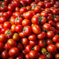 AI generated Tomato solanum lycopersicum pile for sale at the market For Social Media Post Size photo