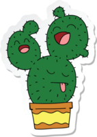 sticker of a quirky hand drawn cartoon cactus png