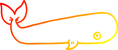 warm gradient line drawing of a cartoon sea whale png