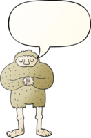 cartoon bigfoot with speech bubble in smooth gradient style png