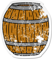 hand drawn distressed sticker cartoon doodle of a wooden barrel png