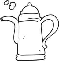 hand drawn black and white cartoon coffee kettle png