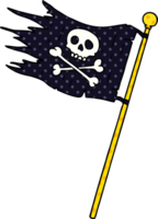main tiré dessin animé griffonnage de une pirates drapeau png