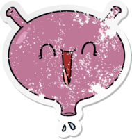 distressed sticker of a cartoon laughing bladder png