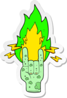 sticker of a cartoon zombie hand making horn sign png