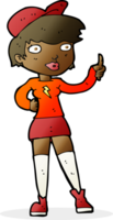 Chica patinadora de dibujos animados dando pulgar arriba símbolo png