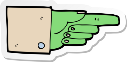 sticker of a cartoon pointing zombie hand png