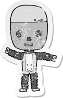 pegatina retro angustiada de un robot de dibujos animados png