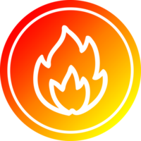 gemakkelijk vlam circulaire icoon met warm helling af hebben png