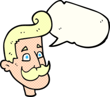 hand drawn comic book speech bubble cartoon man with mustache png