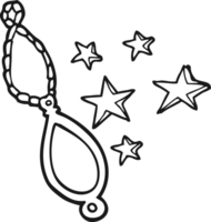 hand drawn black and white cartoon magical pendant png