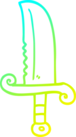 cold gradient line drawing of a cartoon jeweled sword png