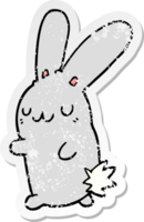 distressed sticker of a cute cartoon rabbit png