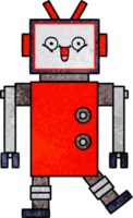 retro grunge texture cartoon of a robot png