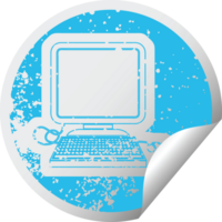 distressed sticker icon illustration of a computer with mouse png