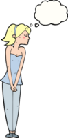 cartoon pretty woman with thought bubble png